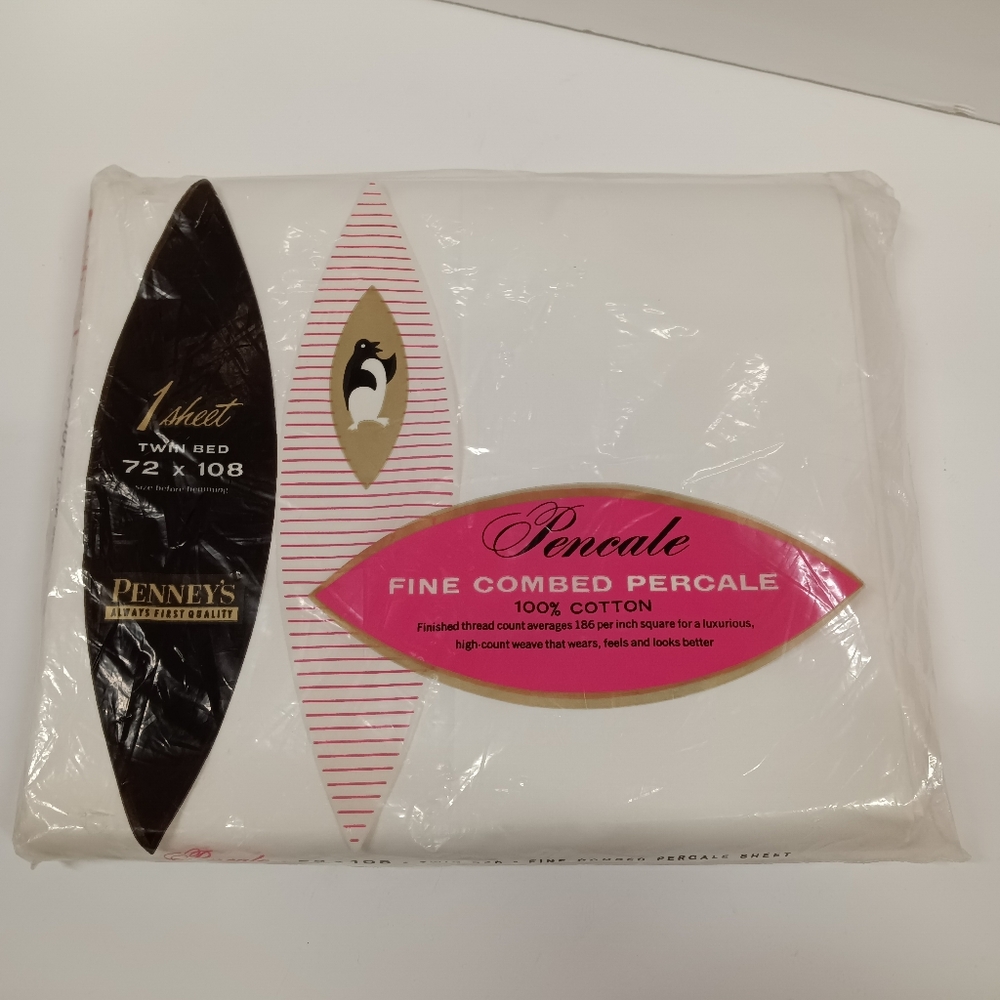 NEW JC Penneys New Old Stock Vintage Combed Cotton Percale Twin Sheet